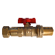 Ball Valve for Energy Metering with Male Thread, Telescopic Swivel Nut and Red T-Handle.