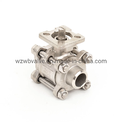 China 1/2"-4"Full Port Thread/Bw Butt Welded 3PC Ball Valve with ISO5211 Direct Mounting Pad Stainless Steel SS304/SS316L Material 201 Water Valve