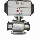  304 316 Hygienic Air Pneumatic Actuated Actuator Two Way Three Pieces 3PC Manual Handle Quick Fit Stainless Steel Clamped Welded Clamp Ball Valve Sanitary Valve