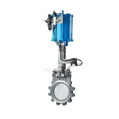 Manufacturer Price 3" 4" Through Edge Pneumatic Knife Gate Valve with Cylinder Operated