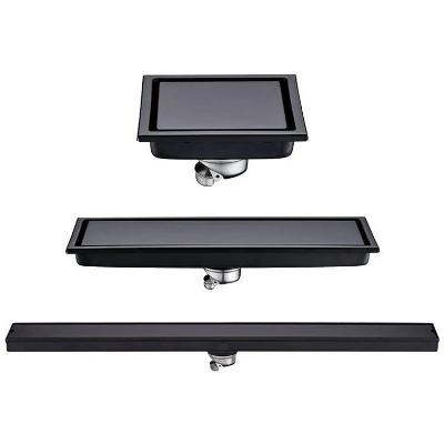 Black Shower Tile Insert Grate Floor Drain Invisible Linear Floor Drain