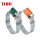 Adjustable Non-Perforated Worm Drive British Type 304ss Stainless Steel Hose Clamp with Color Head Tube Housing, Range 32--44mm