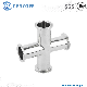  Stainless Steel 304 316L Sanitary Pipe Fittings Clamp Welded End Straight Cross