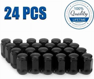 Black Bulge Acorn 3/4" 19mm Hex 1.38" Tall M14X1.5 Lug Nuts