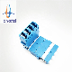  Fiber Coupler LC/Sm Upc Quad Metal Inner Shutter Adapter, Short Flange, Metal Latch, Blue, Fiber Optic Adapter