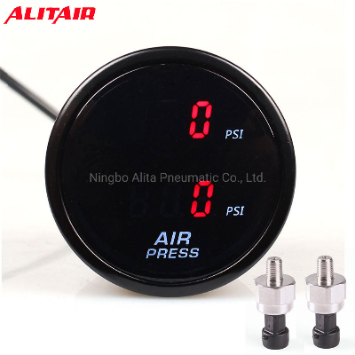 2" Air Suspension Racing Car Pressure Gauge Psi Dual Display Red Blue LED Air Press Bar Meter 52mm 1/8 NPT Electrical Sensor