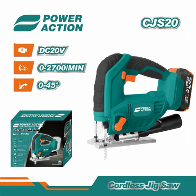Power Action 20V Electric Cordless Jig Saw with Lithium Battery