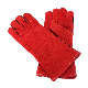 Cow Leather Gloves Red Color Welding Gloves