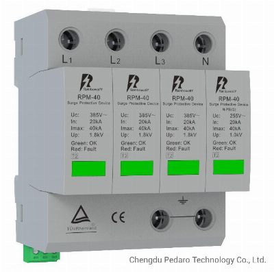 Pedaro Rpm-40, 385V, 40ka, 3phase, 1phase Pluggable SPD/Surge Lightning Protector