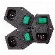 Green Pushbutton AC Socket C14 Panel Mount Plug Adapter 4 Pins Inlet Power Connector Switch Socket with Two Fuses