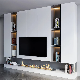 PA Living Room Furniture Glossy White Design Floor Mounted Modern Fireplace TV Stand Set