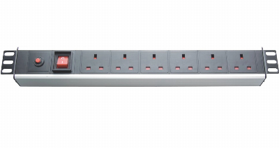 1u 19" 6 Way UK Standard Anti-Overload 6 Ports Euro PDU