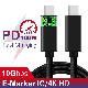 Pd 100W 20V 5A Support 4K Audio Video 10gbps Transfer Speed USB 3.1 Gen2 Type C to Type C Cable