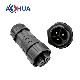 Ahua Front Panel Mount Male Female IP67 3 Pin Panel Type Waterproof Plug