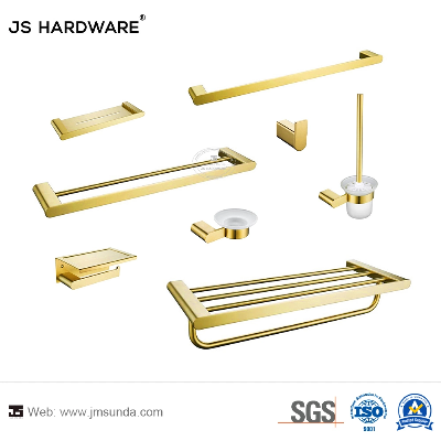 Jiangmen High Quality Stainless Steel Sanitary Ware Gold Bathroom Hardware Accessories Set