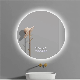 Anti-Fog Round LED Bathroom Mirror Hotel Backlit Frameless LED Light Mirror Digital Clock