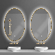  Oval Shaped Wall Mounted Smart Bathroom Mirror LED Bluetooth Vanity Mirror Simple Design Hotel Metal Frame Mirror