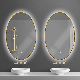 Oval Shaped Wall Mounted Smart Bathroom Mirror LED Bluetooth Vanity Mirror Simple Design Hotel Metal Frame Mirror