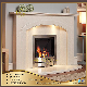 Decorative Hand Carved Fashion Indoor White Natural Stone Metal Marble Fireplace