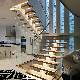 House Indoor Steel Wrought Iron Marble Wood Curved Mobile Aluminum Ladde Glass Spiral LED Timber Floating Railing Stair Straight Staircase Price