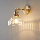  Nordic Postmodern Bedroom Bedside Glass Wall Lamp Light Luxury Copper Lamp