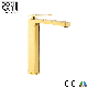 Gold Color Square Shape High Water Mixer for Top Counter Basin