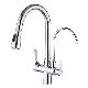 Hot Chrome Double Handle Dual Function Nozzle Pull Down Purifier Bathroom Kitchen Sink Faucet