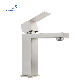  Factory Supplier Cupc Bathroom Sink Tap Deck Mounted Brushed Nickel Single Handle Wash Hand SUS Square Basin Faucet