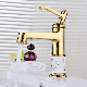  Wholesale Hot Cold Water Single Lever Brass Gold Plated Basin Mixer