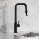  Tap Ceramic Cartridge Put Down Black Stainless Steel Kitchen Faucet