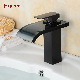 Fyeer New Black Glass Waterfal Bathroom Brass Basin Faucet