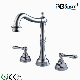 Stainless Steel Three Holes Deck Mounted Two Lever Handle Basin Mixer