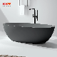 Concrete Bathtub Dark Grey Black Solid Surface Bathtub Artificial Stone Bath Tub