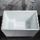  Acrylic Small Freestanding Soaking Mini Square Bath Tub 1300mm