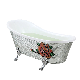 Royal Golden and White Color Red Flower Freestanding Oval One Person Bathtub