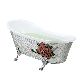  Royal Golden and White Color Red Flower Freestanding Oval One Person Bathtub