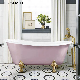  Ortonbath Pink Pedestal Soaking Freestanding Cast Iron White Enameled Handmade Bathroom Tub Bathtub Without Faucet Mixer