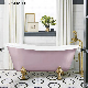 Ortonbath Pink Pedestal Soaking Freestanding Cast Iron White Enameled Handmade Bathroom Tub Bathtub Without Faucet Mixer
