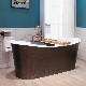  Ortonbath Grey Brown Painted Pedestal Soaking Freestanding Cast Iron White Enameled Handmade Bathroom Tub Bathtub Without Faucet Mixer