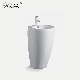  Bathroom One Piece Hand Wash Sink Ceramic Basin with Pedestal