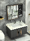  Guangdong Factory Black Wall Hung Double Vanity Unit and Basin Bathroom Vanity Cabinet Set