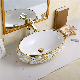  Bathroom Lavabo Golden Sink Wastafel Kamar Mandi Gold Luxury Hotel Vanity Basin Ceramic Art Wash Basin Countertop Vessel Sink