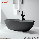 Hot Sale Black Pure Concrete Solid Surface Bathtub, Resin Stone Portable Double Freestanding Bath Tub manufacturer