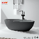 Hot Sale Black Pure Concrete Solid Surface Bathtub, Resin Stone Portable Double Freestanding Bath Tub