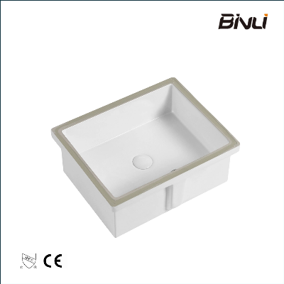 17" European American Design White Ceramic Under Counter Sink Rectangular Undermount Bathroom Sink Bl1712