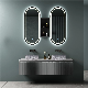 Luxury Fluted Rectangle Double Sink Floating Vanities Bathroom Cabinet with Oval Mirror manufacturer