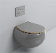  Modern Colour Grey-Gold Mounted Snail Shape Ceramic Wall Hung Toilet