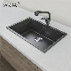  Hot Selling Modern Quartz Stone Sink Single Bowl Black Nano Farmhouse Sink Handmade Undermount Granite Kitchen Sink