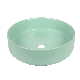 Countertop Ceramic Round Lavabo Sink Green Color Solid Surface Small Round Bathroom Sink Lavabo Table Top Wash Art Wash Basin manufacturer