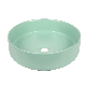 Countertop Ceramic Round Lavabo Sink Green Color Solid Surface Small Round Bathroom Sink Lavabo Table Top Wash Art Wash Basin